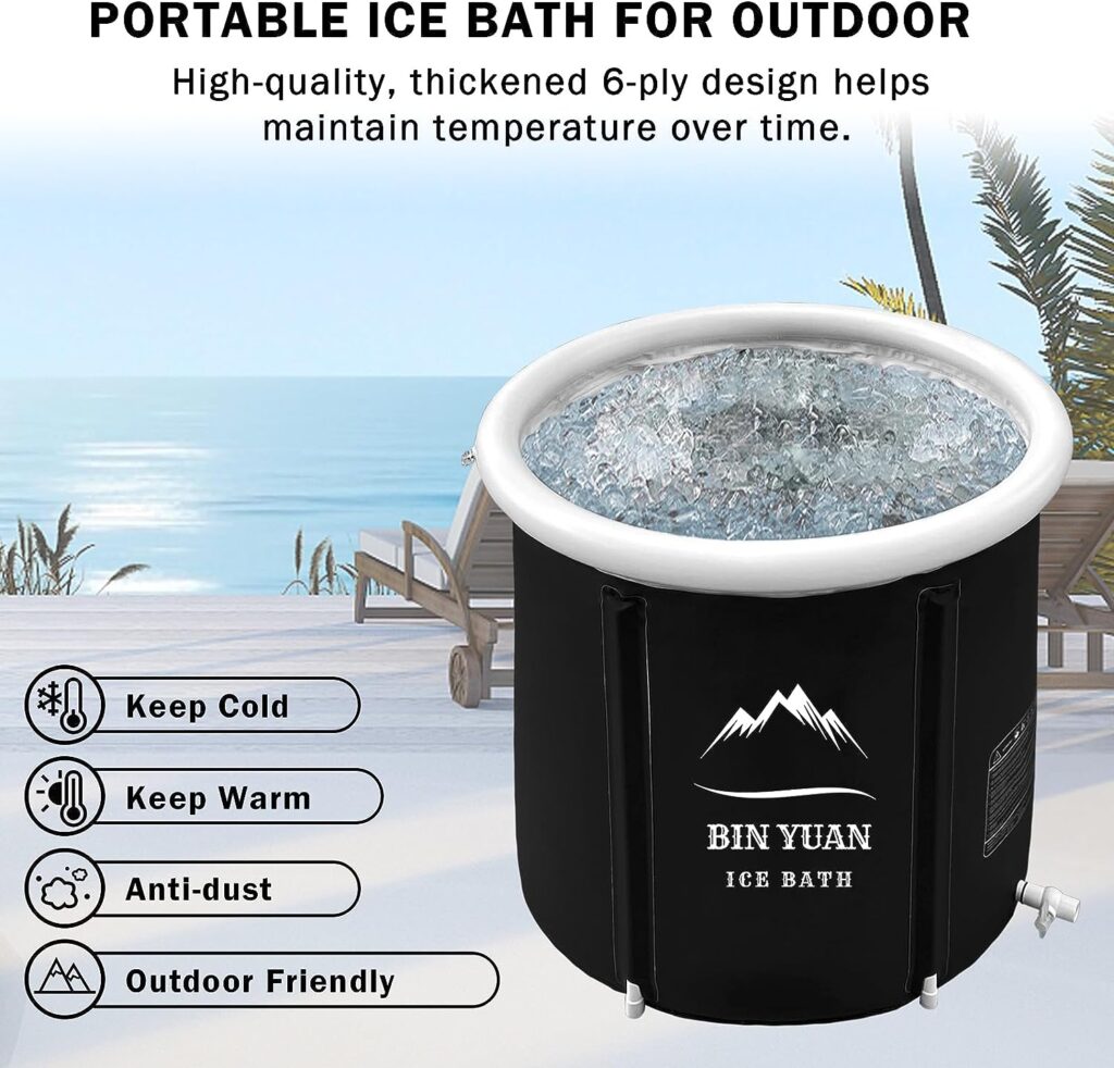 Ice Bath Tub Portable Bathtub Foldable Cold Plunge Bathtub for Adults Home Shower Plastic Freestanding Bath Tub Hot Bath Ideal for Soaking Shower