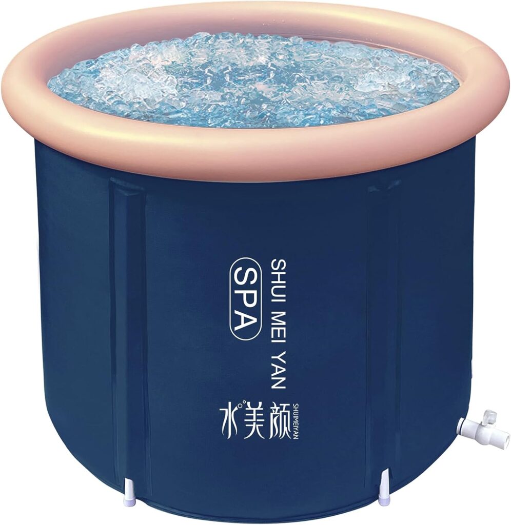 SHUIMEIYAN Large Ice Bath Tub for Athletes Outdoor Portable Bathtub for Adults Cold Water Therapy Tub for Recovery Cold Plunge Tub Ice Barrel Ice Bath Tub (29.5Φ x 29.5H, 8209 navy)