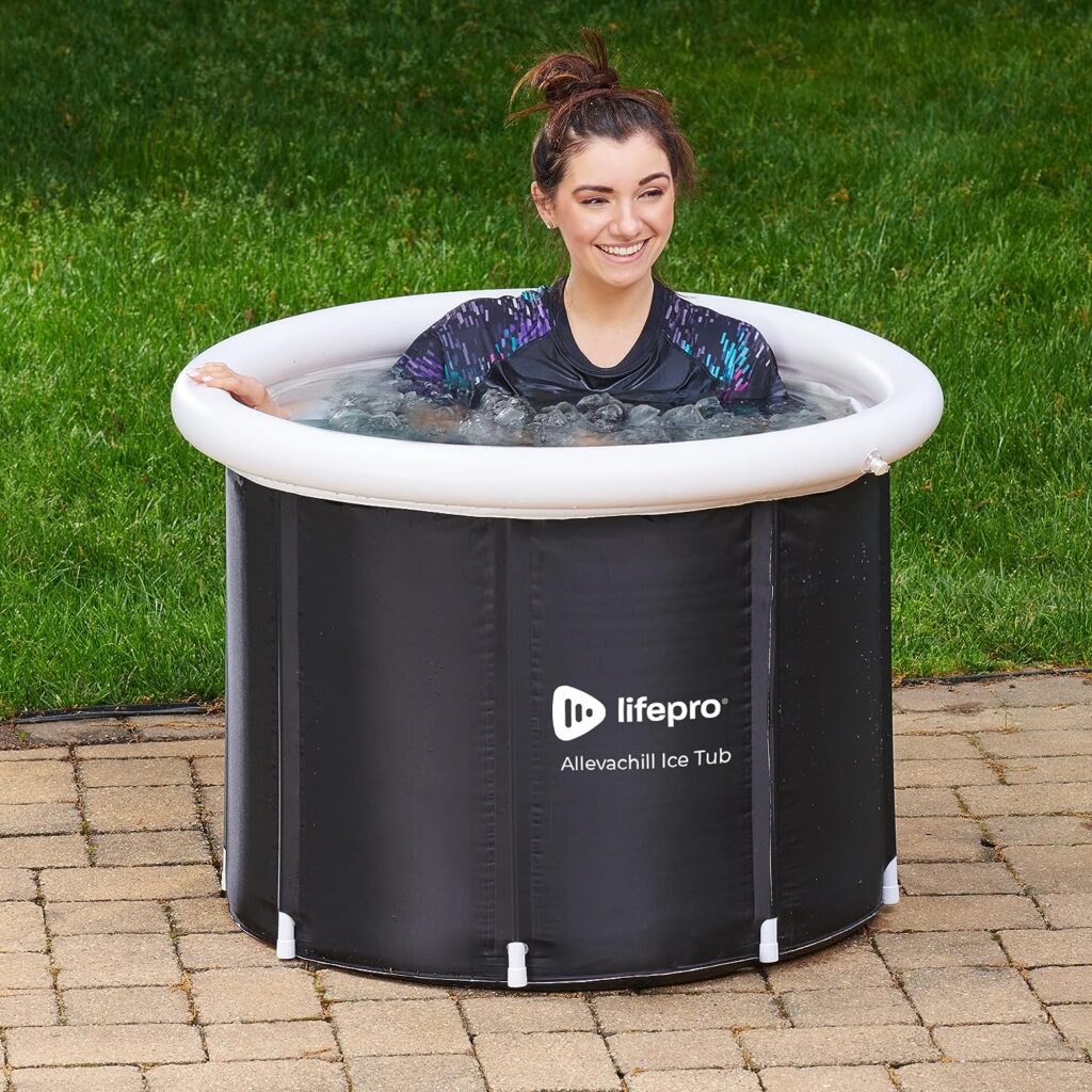 Lifepro Portable Ice Bath Tub with Lid and Storage Bag - Lightweight, Durable Cold Plunge Tub for Home Therapy Sessions -Home  Travel Ice Bath Tub for Adults and Athletes - 14°F - 122°F Temp, Outdoor
