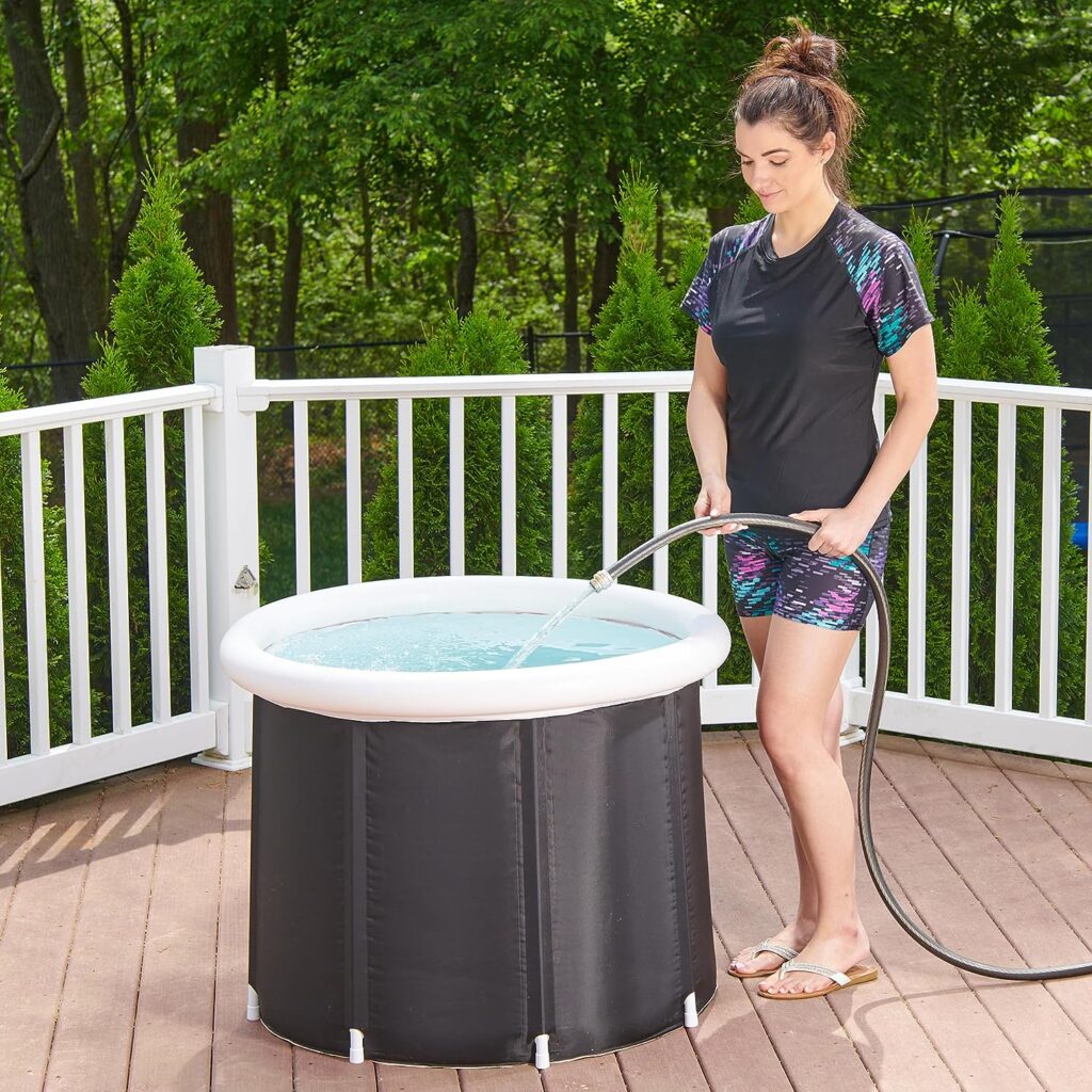 Lifepro Portable Ice Bath Tub with Lid and Storage Bag - Lightweight, Durable Cold Plunge Tub for Home Therapy Sessions -Home  Travel Ice Bath Tub for Adults and Athletes - 14°F - 122°F Temp, Outdoor