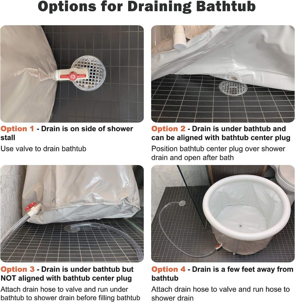 Portable Bathtub (Large) by Homefilos, Ice Bath and Cold Plunge for Athletes, Inflatable Adult Size Japanese Soaking Hot Tub for Shower Stall