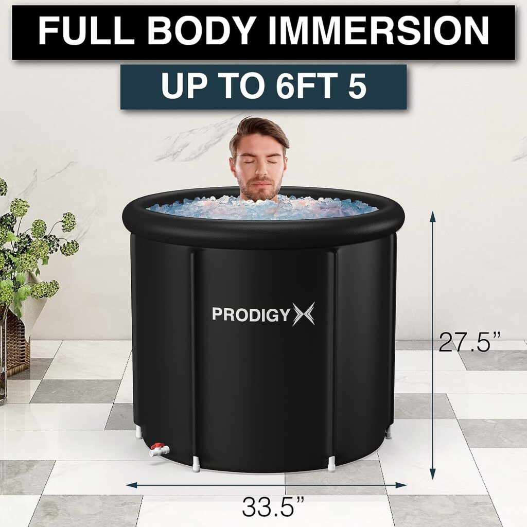 PRODIGYX Ice Bath Tub - Cold Plunge Tub for Athletes - Large Size, Portable, Outdoors - Lid  Thermometer