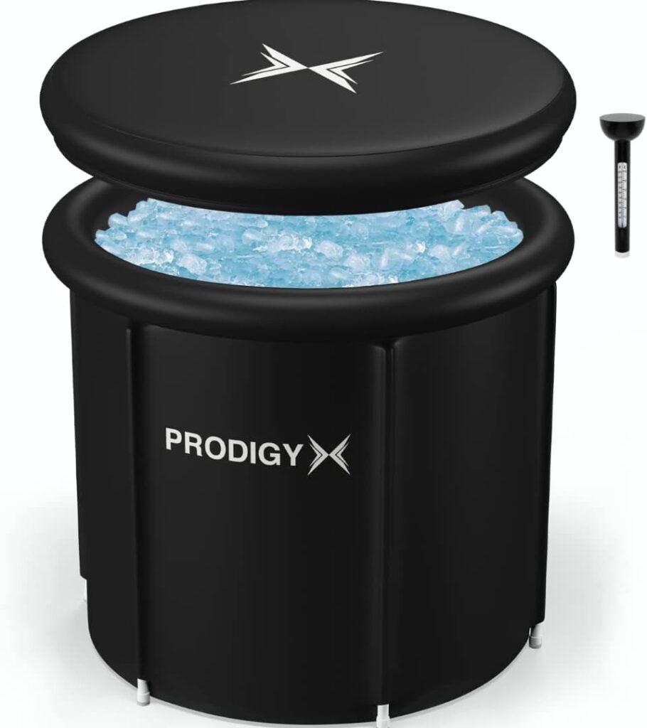 PRODIGYX Ice Bath Tub - Cold Plunge Tub for Athletes - Large Size, Portable, Outdoors - Lid  Thermometer