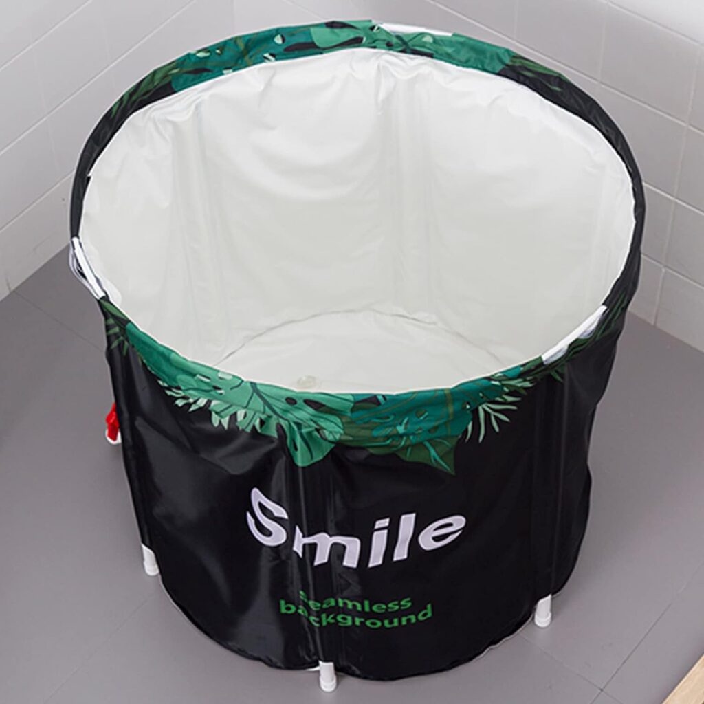 Small Space Portable Bathtub, Foldable Soaking Bathing Tub for Adults, Japanese Soaking Standing Bath Tub for Shower Stall, Separate Family Bathroom SPA Tub, Ideal for Hot Bath Ice Bath