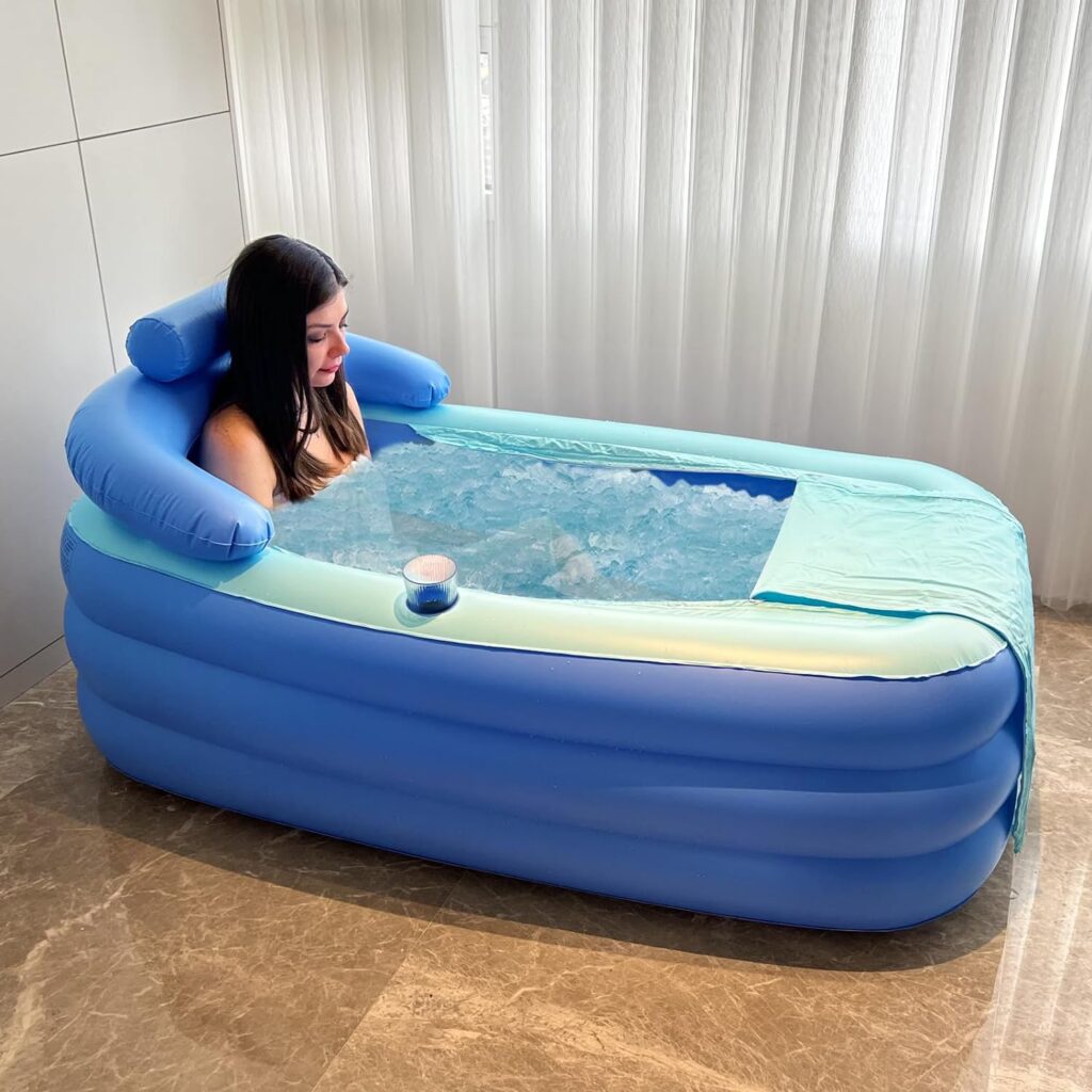 HotMax Inflatable Bathtub Adults, Freestanding Blow Up Bathtub, Portable Foldable Bathtub for Hot Bath or Ice Bath, Home SPA Tub with Air Pump