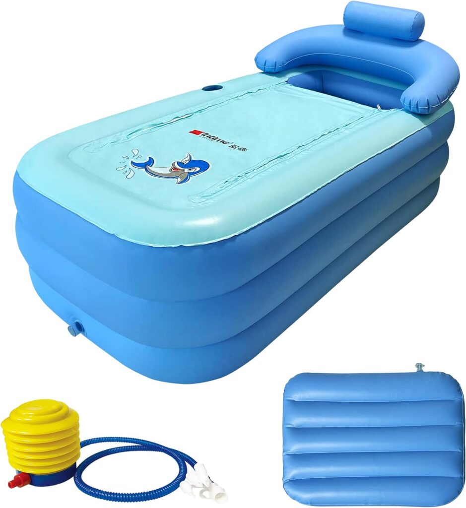 HotMax Inflatable Bathtub Adults, Freestanding Blow Up Bathtub, Portable Foldable Bathtub for Hot Bath or Ice Bath, Home SPA Tub with Air Pump