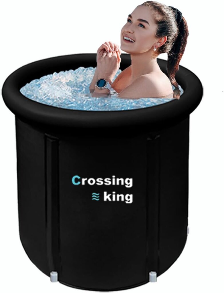 Ice Bath Tub, Inflatable Cold Plunge Tub for Athletes,Outdoor Portable Cold Plunge Tub for Adults, Ice Therapy Bath for Man and Women, Perfect for Post Workout Recovery(29.5Φ x 27.5H Black)