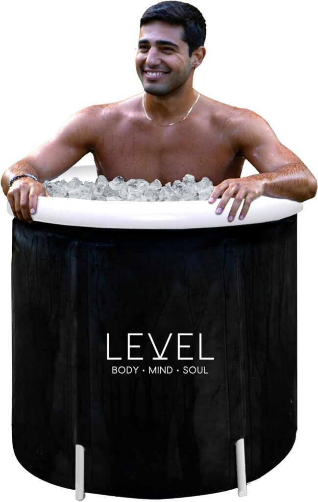 Level Body Mind Soul - Portable Ice Bath with Cover included - Ice Bath for athletes, post-workout recovery Cold Therapy - Can help improve Sleep and your general Wellbeing - 29x29 Inches