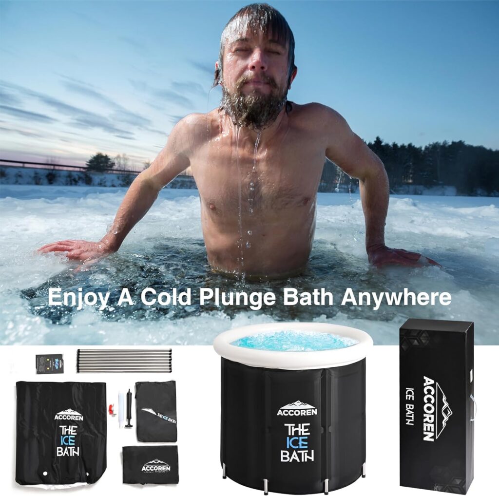 New Upgraded Ice Bath, Metal Support - Ice Bath Tub for Athletes, Fitness Lovers - Sturdy Cold Plunge Tub - Foldable Cold Plunge Tank - Portable Cold Therapy Tub - Modern Cold Plunge Barrel for Adults