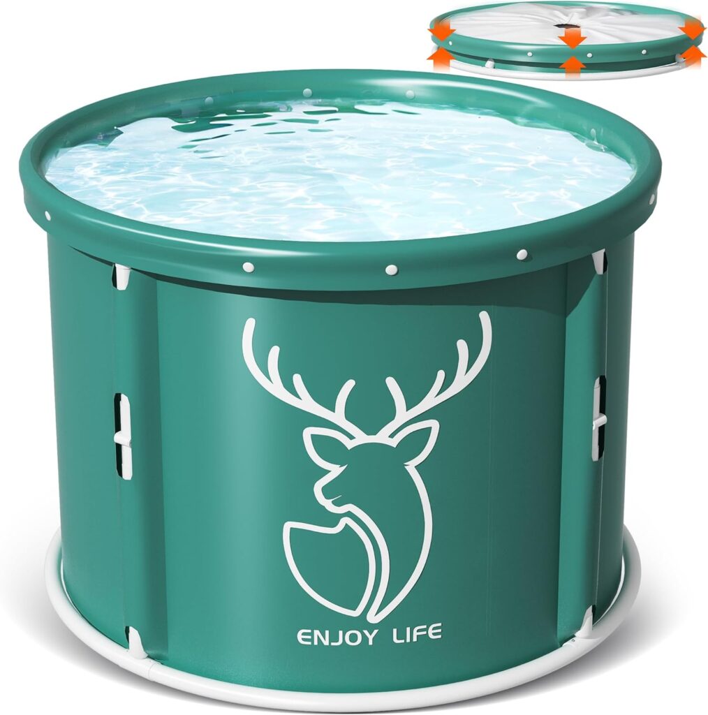 Portable Bathtub, Foldable Freestanding Bathtub For Adults,Kids,Boys and Girls, Therapy Tub for Shower Stall Bathroom Fold Up Japanese Soaking Hot SPA Large 45 inch, Hot Bath Tub, Ice Bath