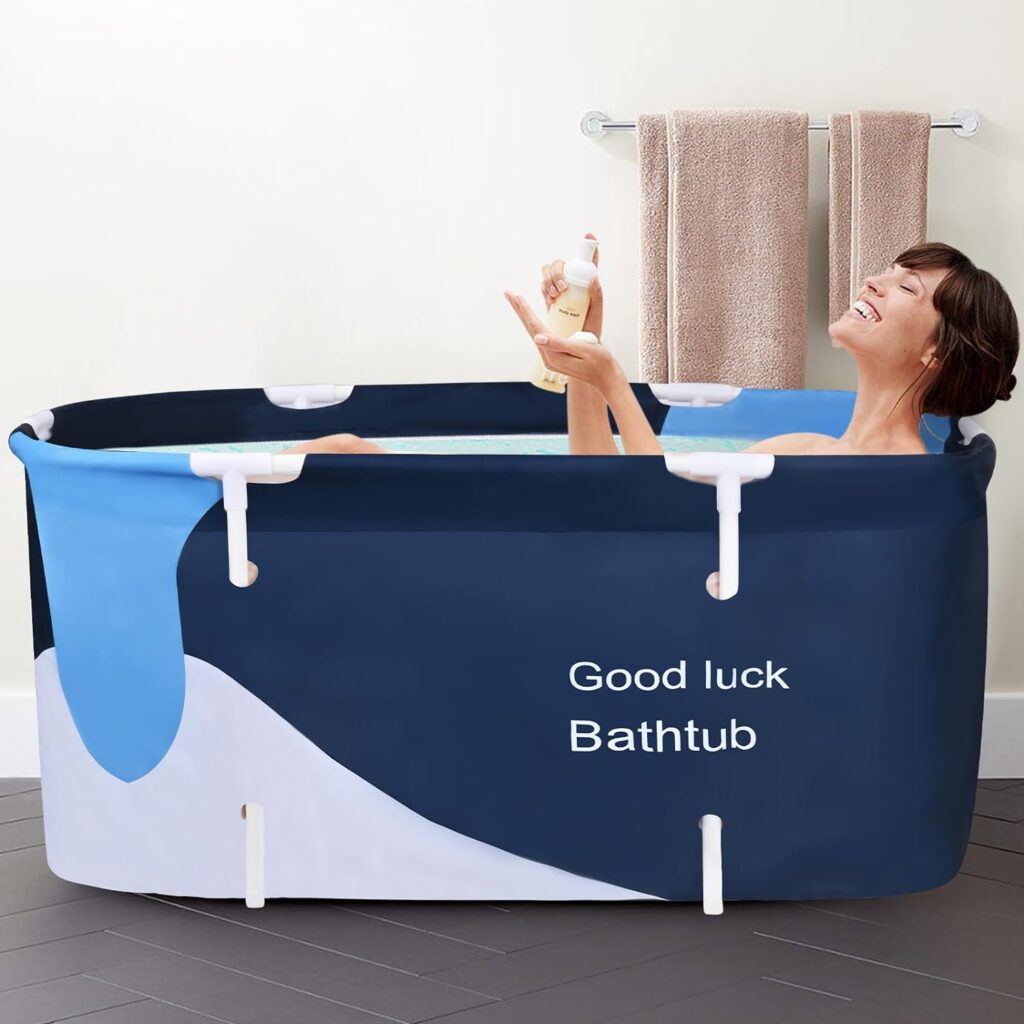 Portable Bathtub Kit-47 Inch Foldable Bathtub for Adults with Bath Pillow Bath Seat,Outdoor/Indoor Hot Ice Bath