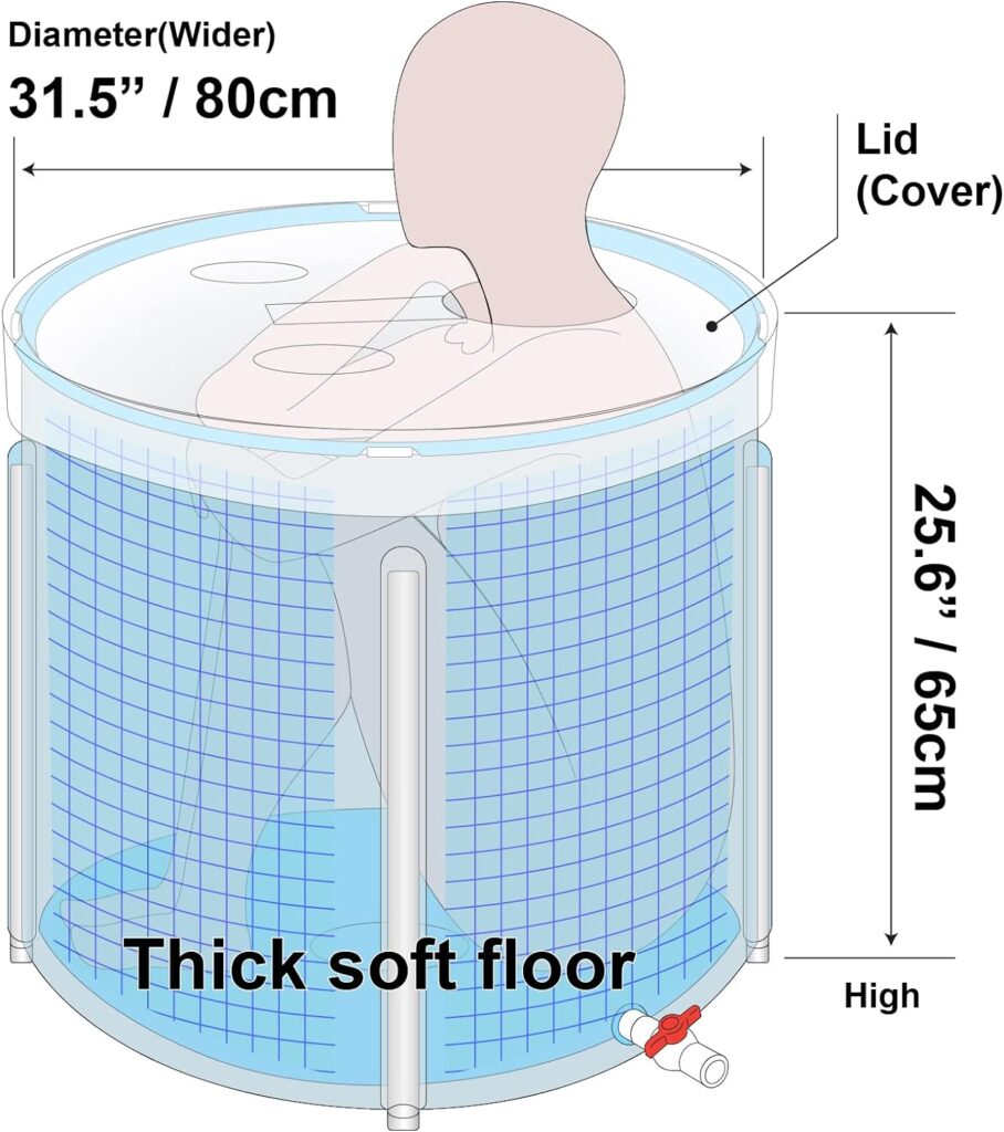 Portable Bathub, 31 Freestanding Bath Tub with Cover Home Spa, Soaking Bathtub for Adult, Ice Tub Thickened Thermal Foam to Keep Temperature