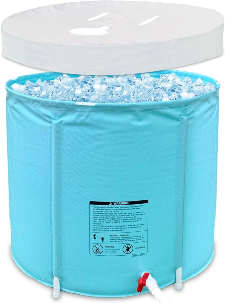 Portable Bathub, 31 Freestanding Bath Tub with Cover Home Spa, Soaking Bathtub for Adult, Ice Tub Thickened Thermal Foam to Keep Temperature