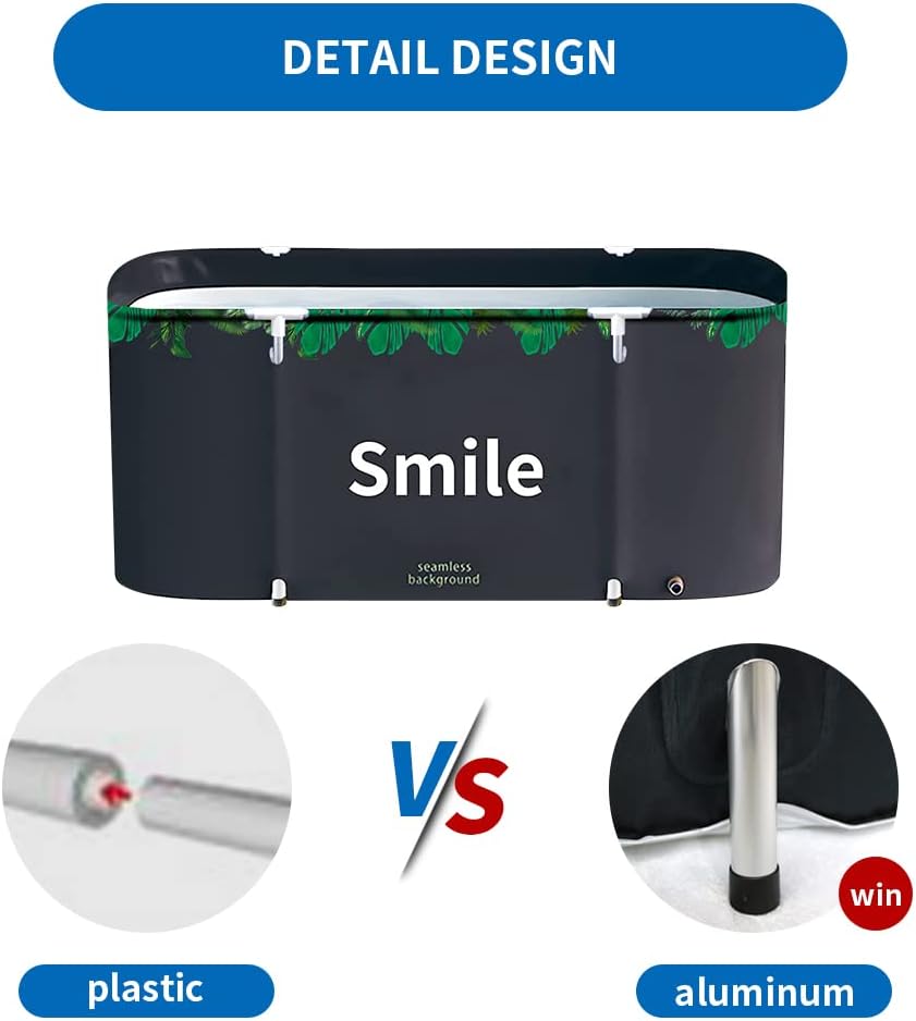 ptlsy Portable Bathtub for Adult Foldable Japanese Soaking Bath Tub for Personal Hot Cold Ice Spa at Home Large Freestanding Tub with Cover Mental Support (Green Large)