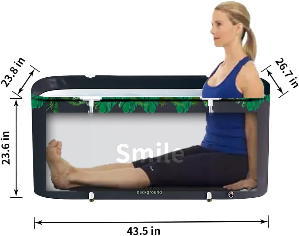 ptlsy Portable Bathtub for Adult Foldable Japanese Soaking Bath Tub for Personal Hot Cold Ice Spa at Home Large Freestanding Tub with Cover Mental Support (Green Large)