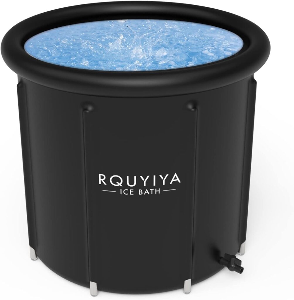 RQUYIYA Portable Ice Bath Ice Bathtub Pod Cold Plunge Tub Athletes Recovery Cold Water Tub Outdoor Ice Barrel with Hand Pump Protective Cover for Adult Fitness Pro Upgrade