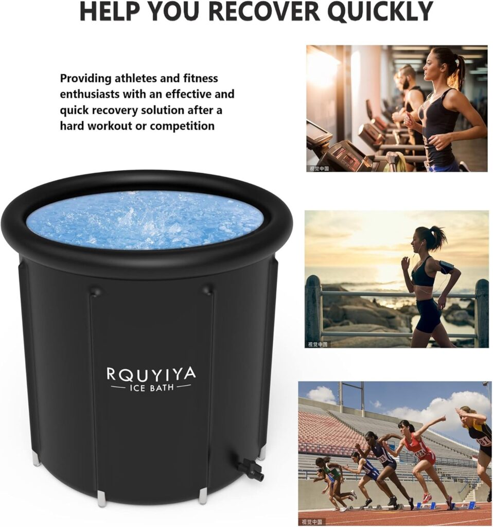 RQUYIYA Portable Ice Bath Ice Bathtub Pod Cold Plunge Tub Athletes Recovery Cold Water Tub Outdoor Ice Barrel with Hand Pump Protective Cover for Adult Fitness Pro Upgrade