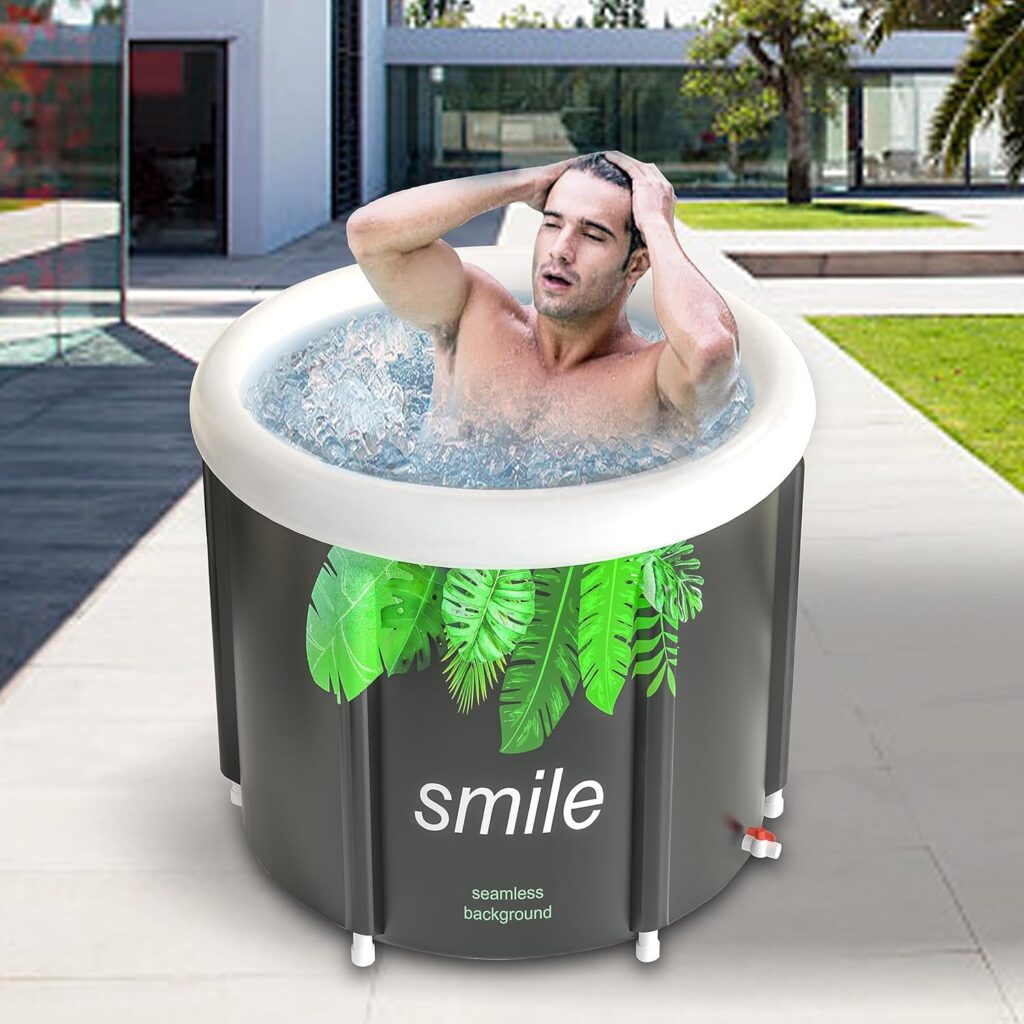 Small Space Portable Bathtub, Foldable Soaking Bathing Tub for Adults, Japanese Soaking Standing Bath Tub for Shower Stall, Separate Family Bathroom SPA Tub, Ideal for Hot Bath Ice Bath