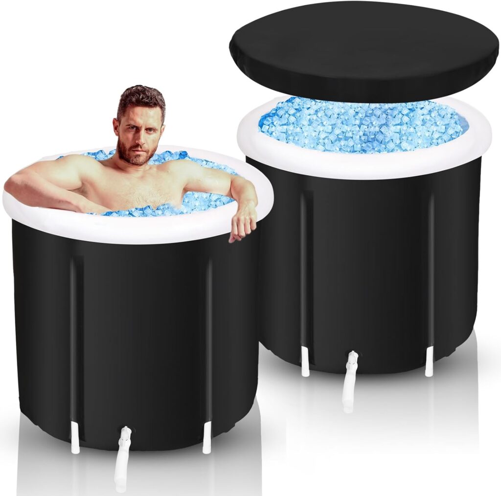 Thyle 2 Pcs Ice Bath Tub for Athletes Portable Bathtub for Recovery Cold Plunge Tub for Athletes Training Therapy Inflatable Bathtub Adult Spa Outdoor Barrel for Bucket for Baths and Soaking