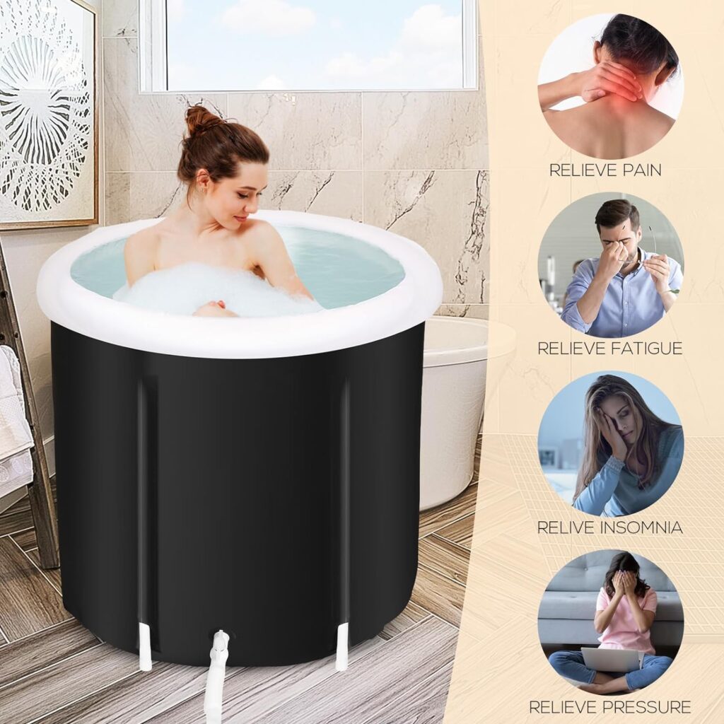 Thyle 2 Pcs Ice Bath Tub for Athletes Portable Bathtub for Recovery Cold Plunge Tub for Athletes Training Therapy Inflatable Bathtub Adult Spa Outdoor Barrel for Bucket for Baths and Soaking