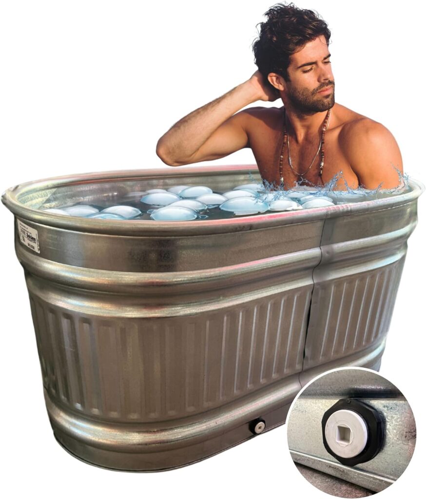 Versatyle Ice Bath Tub for Tall Athletes, 24x24x48 inches, Galvanized Steel Metal Tub, Ice Bath Tub, Cold Plunge Tub, Portable Bathtub Men Adult, Ice Tub, Cold Tub, Ice Plunge Tub, Polar Pod, Portable